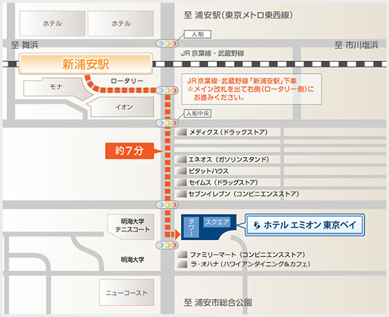 新浦安からの徒歩マップ