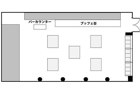 立食の宴会場配置例