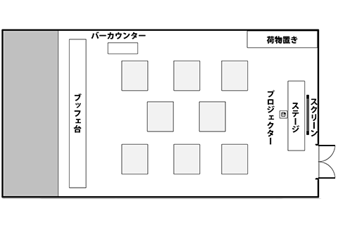 立食形式の宴会場配置例