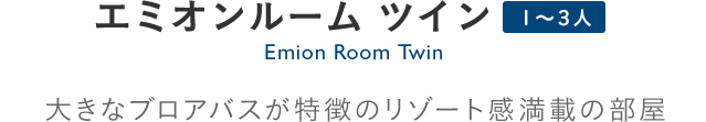 Emion Room Twin エミオンルームツイン：大きなフロアバスが特徴のリゾート感満載の部屋